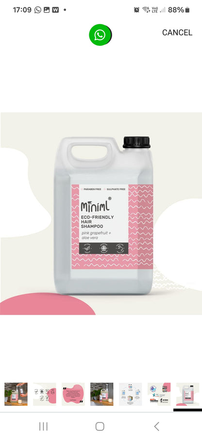 Miniml Natural Hair Conditioner Eco Friendly - 5L Refill Pink Grapefruit & Aloe Vera